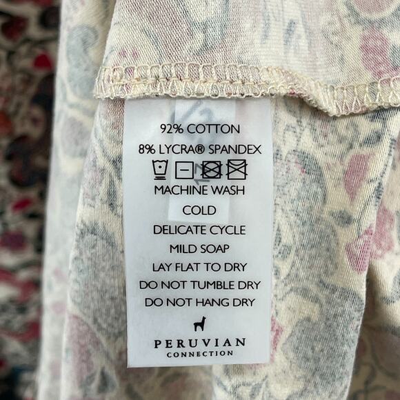 PERUVIAN CONNECTION Dress XS Spice Route Filigree Scroll Stretch Cotton Pink - Picture 10 of 13